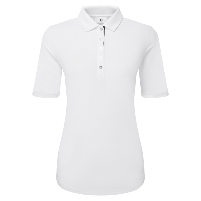 Footjoy polo en fil d'écosse à 1/2 manches froncées femme Footjoy polo en fil d'écosse à 1/2 manches froncées femme