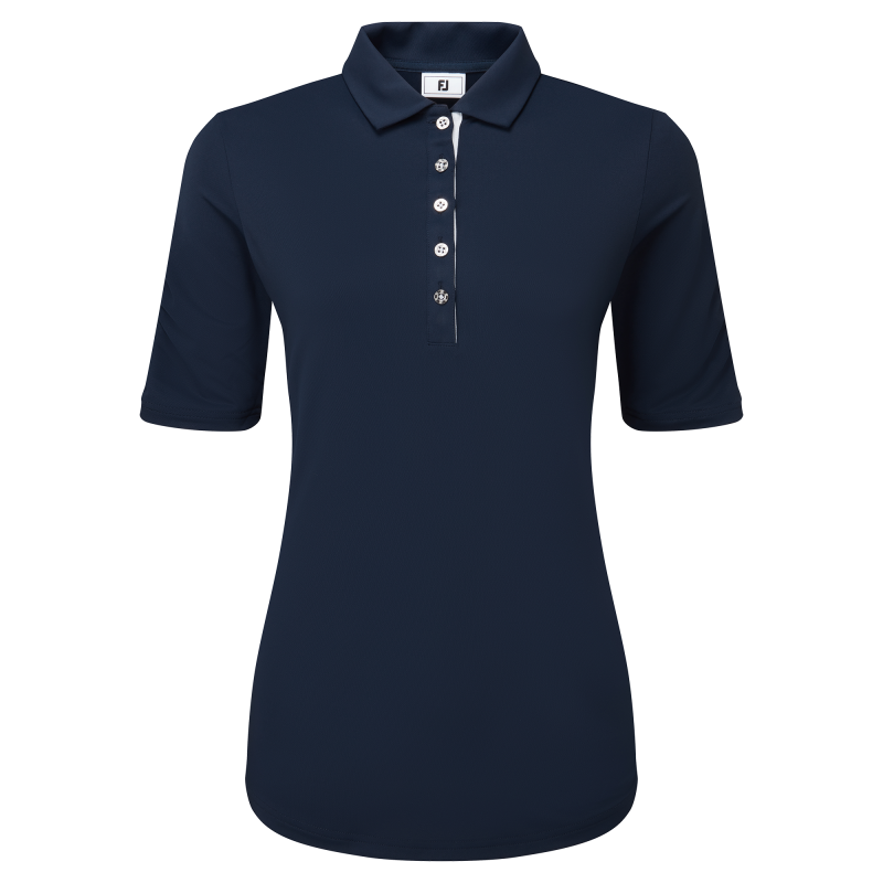 Footjoy polo en fil d'écosse à 1/2 manches froncées femme Footjoy polo en fil d'écosse à 1/2 manches froncées femme