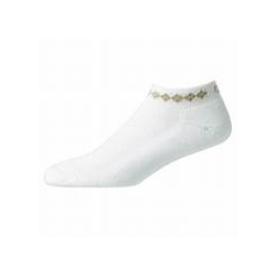 footjoy - soquettes femme sport argyle - blanc/beige